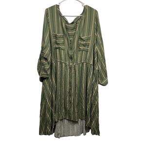 Torrid Plus Size Olive Striped Midi Dresss
